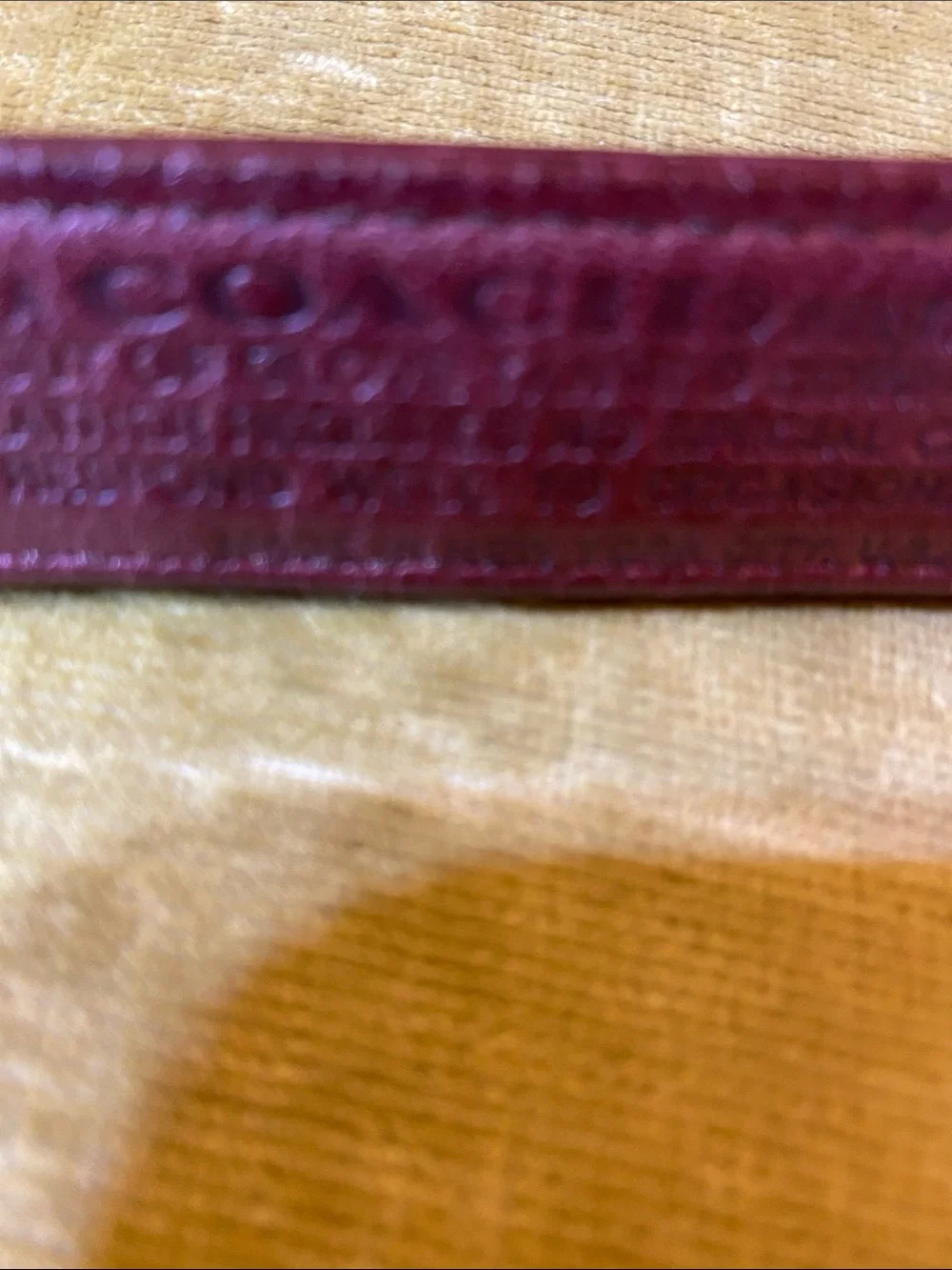 Coach burgundy red leather belt, 28”